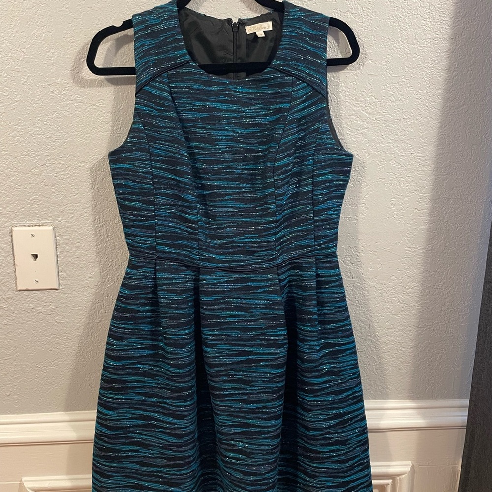 Shoshanna Monique Blue Metallic Tweed Cocktail Dress  Size 8